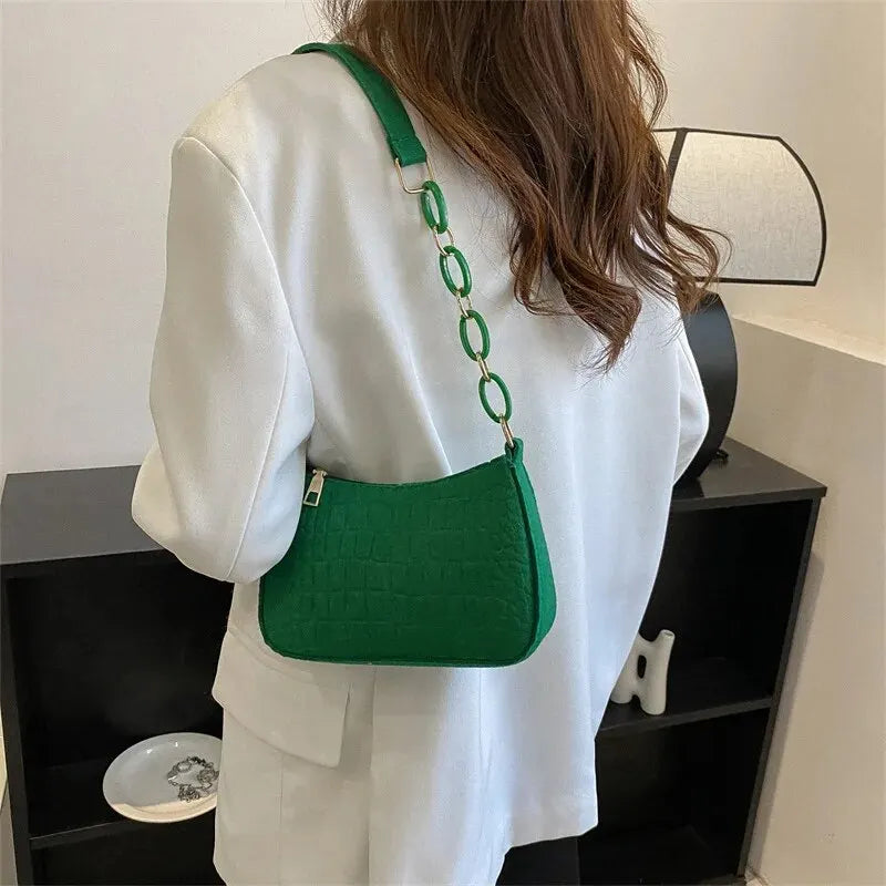 Women’s Retro Gentle Temperament Small Square Bag | Sophisticated Felt Underarm Shoulder Bag | Fashion-Forward Autumn Handheld Bucket Bag | Elegant "Yankee" Inspired Casual Handbag Luxegan