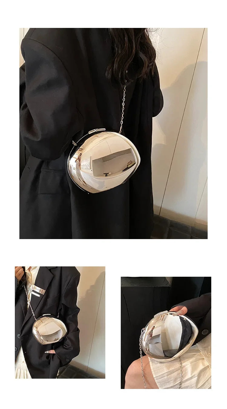 Designer Metallic Shell Clutch | Gold/Silver Shoulder Crossbody Purse Luxegan