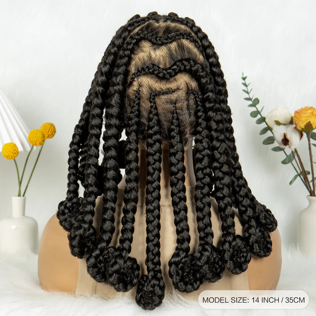 14 Inch Jumbo Bantu Knotless Box Braided Wig | Full Lace Cornrow
