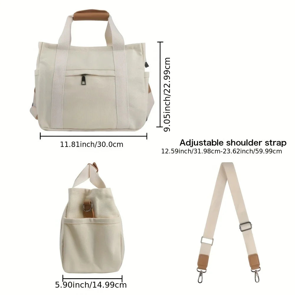 Women's Casual Canvas Crossbody Tote Bag | Versatile Daily Use Handbag with Multiple Pockets & Adjustable Shoulder Strap (Unisex) Luxegan