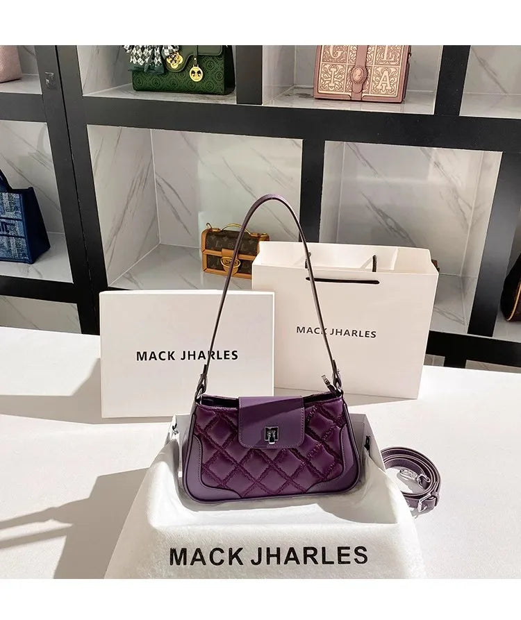 High-Quality Fashion Lattice Diamond Box Bag | Textured Square Saddle Handbag | Women’s Luxury Shoulder & Messenger Purse Luxegan