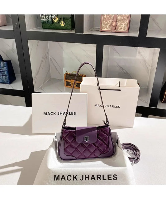 High-Quality Fashion Lattice Diamond Box Bag | Textured Square Saddle Handbag | Women’s Luxury Shoulder & Messenger Purse Luxegan