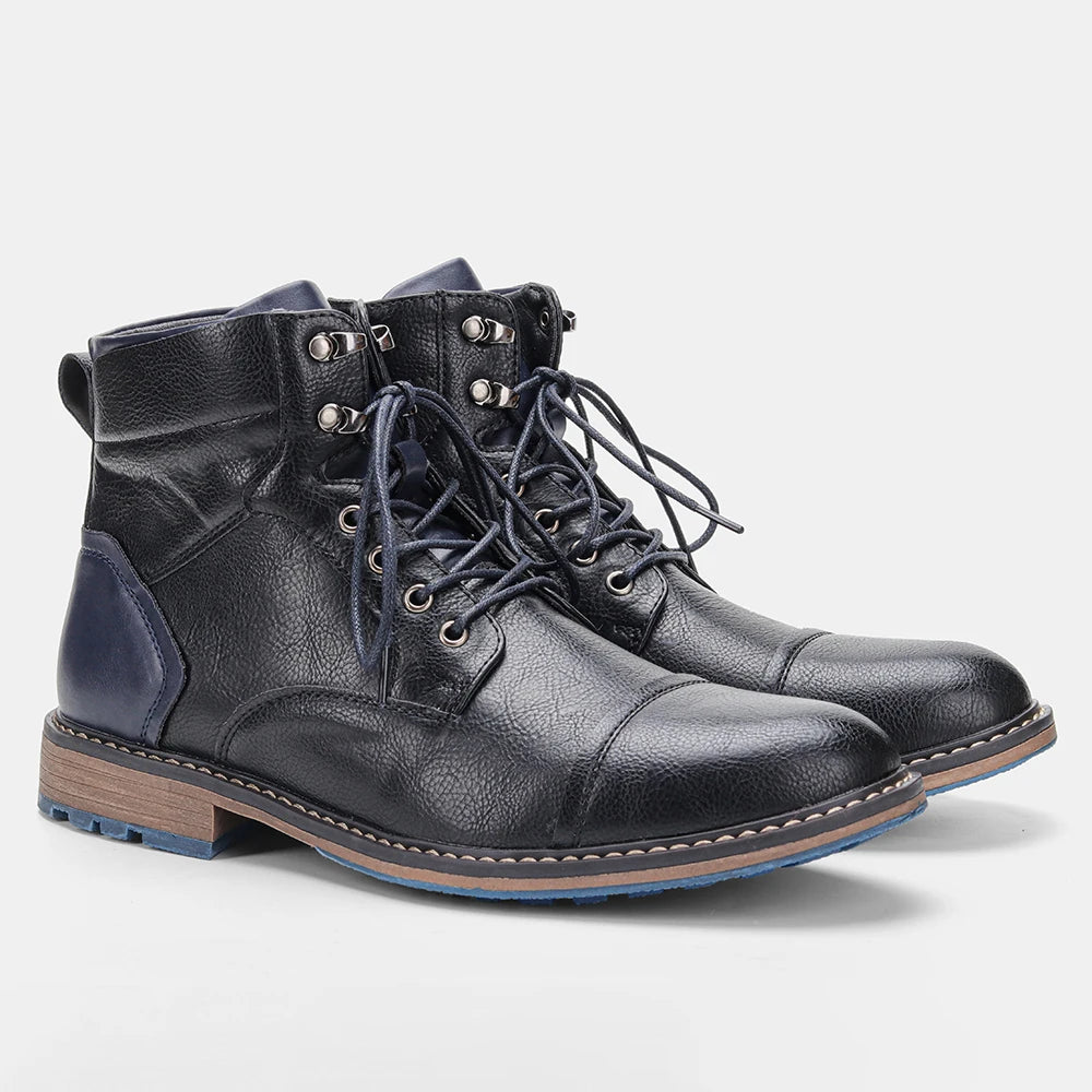 Brogue Chelsea Men's Boots | American Style Comfortable Fashion Leather Boots (Low Heel) Luxegan
