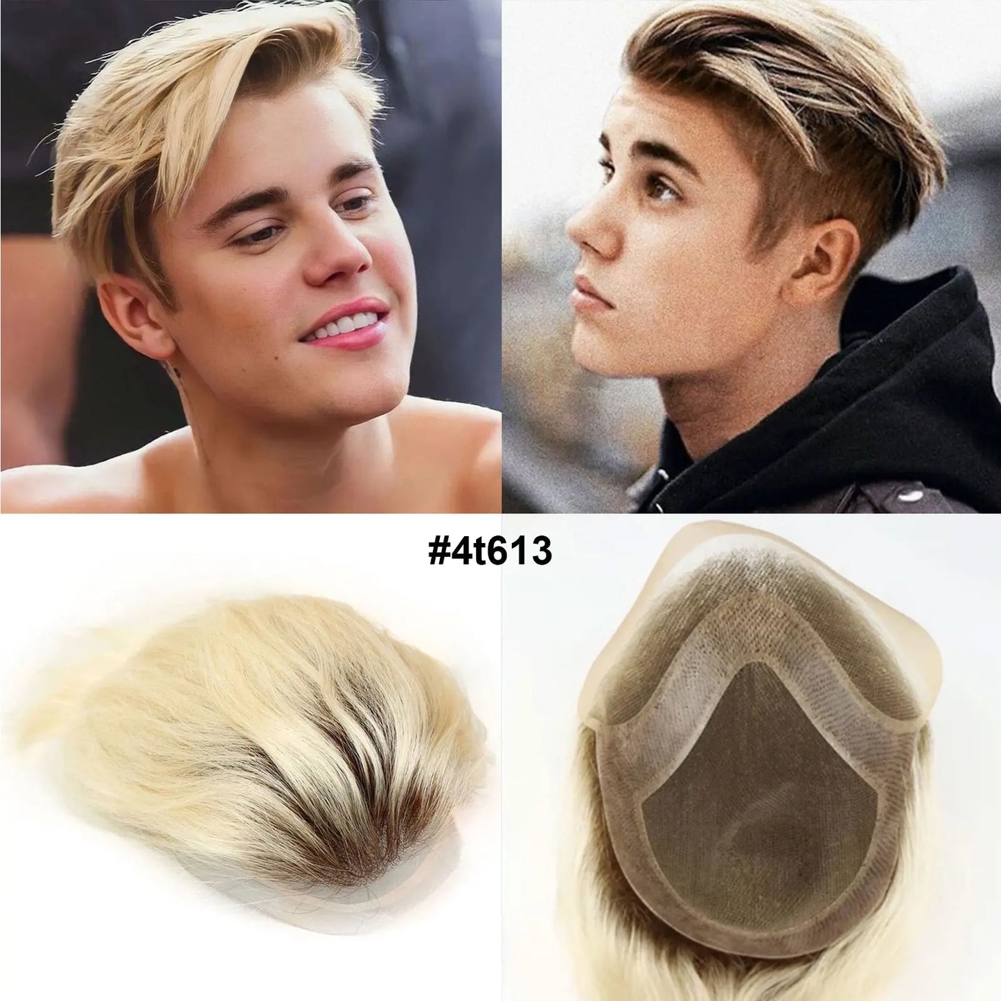 Ombre Platinum Blonde Lace Front Toupee | Sophisticated "Capillary Prosthesis" Silhouette | Dark Roots #613 Remy Human Hair System | "Dignified" High-Performance 8x10 Lace & PU Base for Radiant Versatile Styling Luxegan