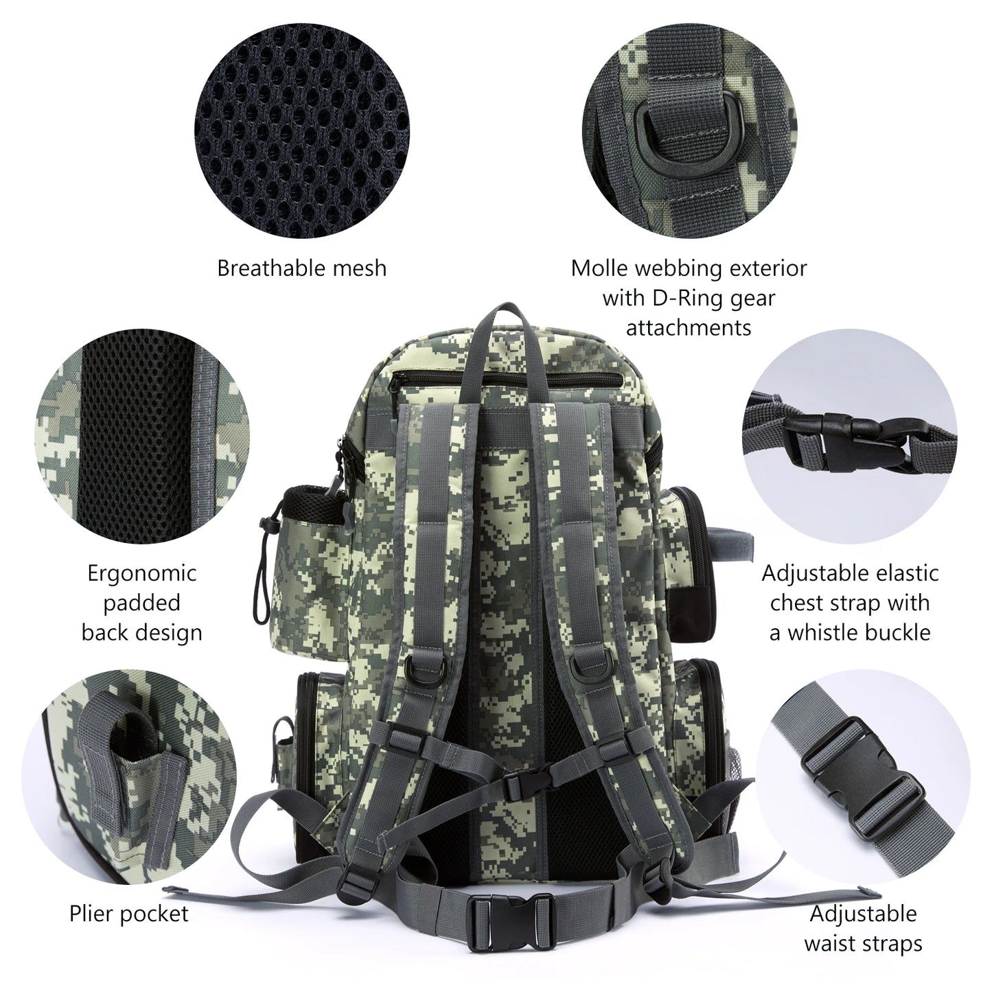 Mochila de pesca Bassdash, liviana, táctica, caja de aparejos, multifuncional