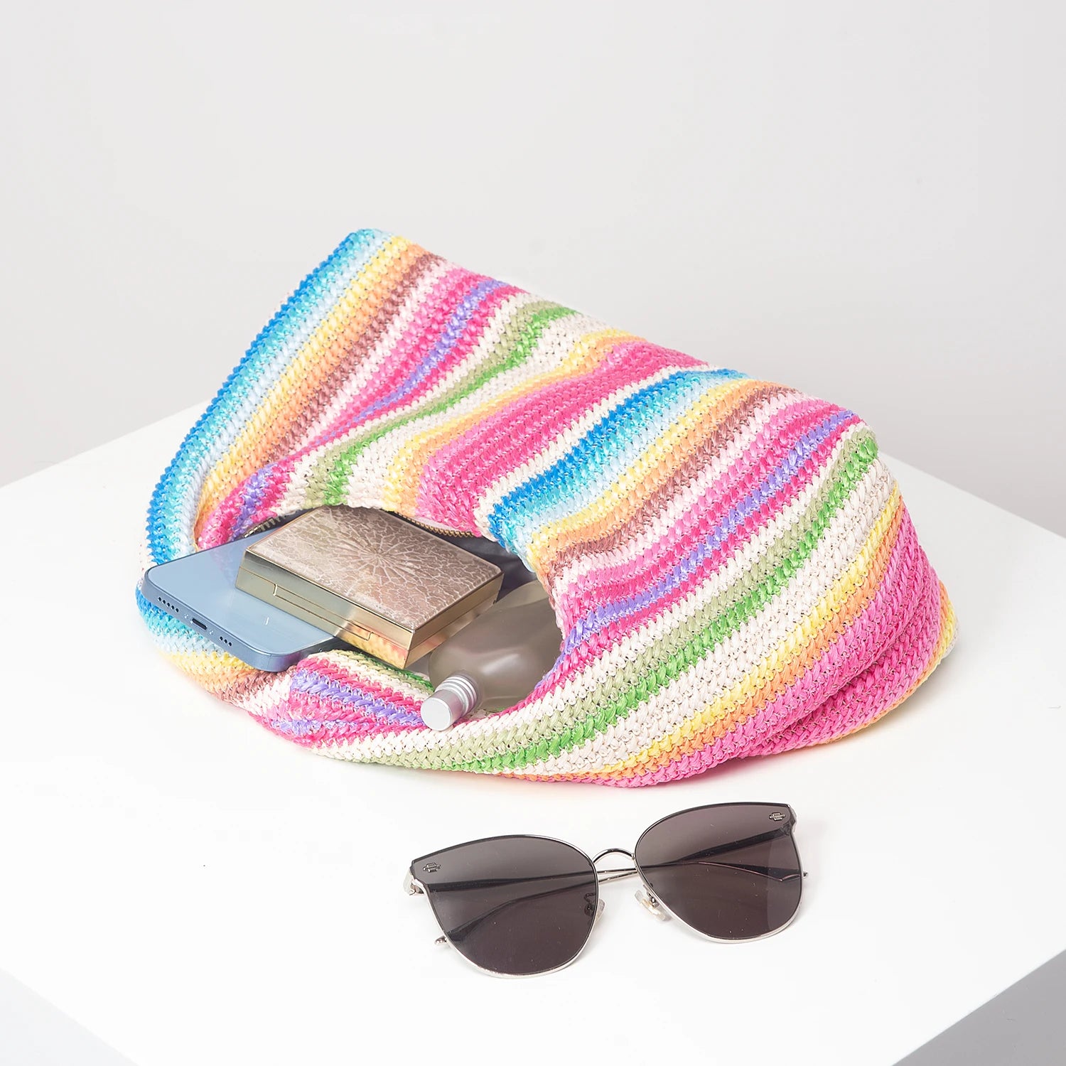 Vintage Woven Handbag | Simple Commuter Bag & Beach Wind Rainbow Purse Luxegan