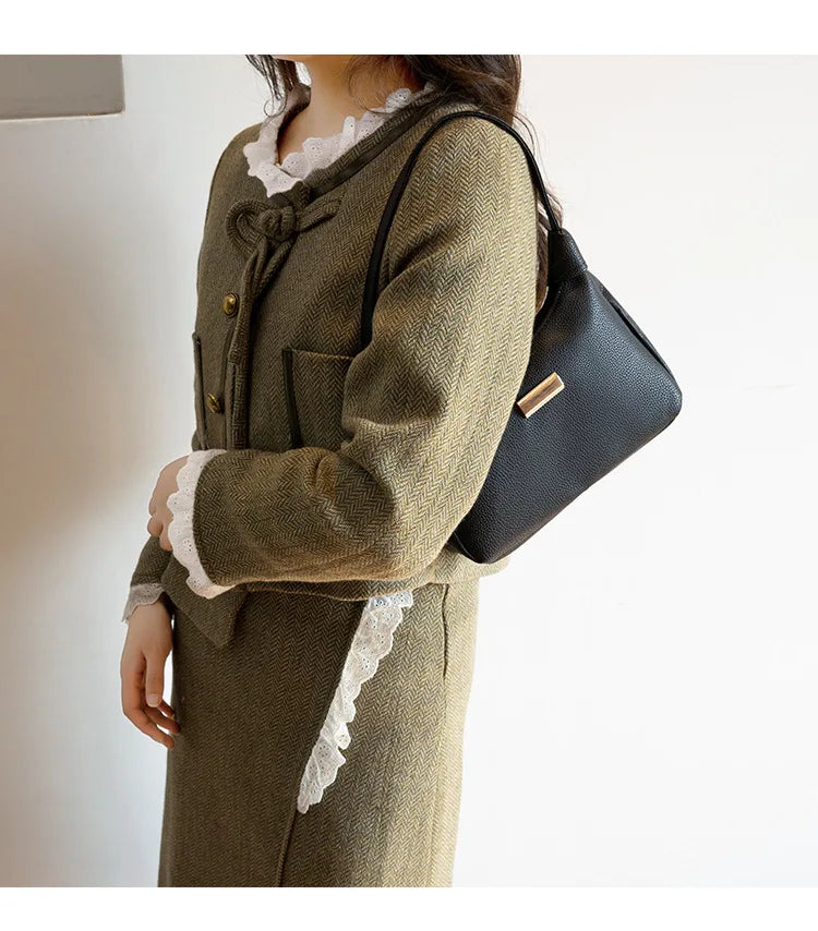 Women's Retro Solid Color PU Leather Handbag | Fashion Shoulder Underarm Casual Hobo Bag for Ladies Luxegan