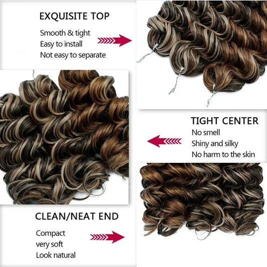 Ombre Deep Wave Twist Crochet Hair | Synthetic Braiding Hair | 12 Inches | 250g Luxegan