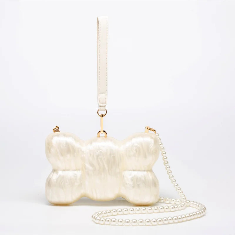 Mini Pearl Beaded Evening Bag | Luxury Egg-Shaped Shoulder Handbag | Fashion Trend "Drop Shape" Crossbody | Chic Acrylic Beaded Necklace Purse for Women (Model 20241125-1) Luxegan