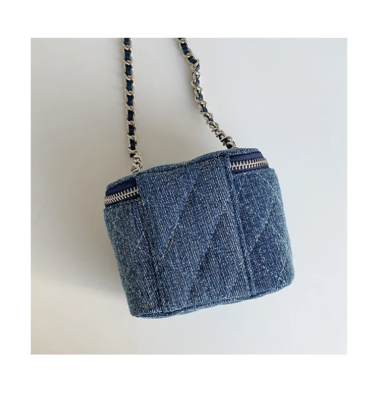 Mini Denim Crossbody Bags for Women | Lingge Chains Shoulder Bag & Fashion Brands Box Bag (Lipstick Coins Purses & Handbags) Luxegan