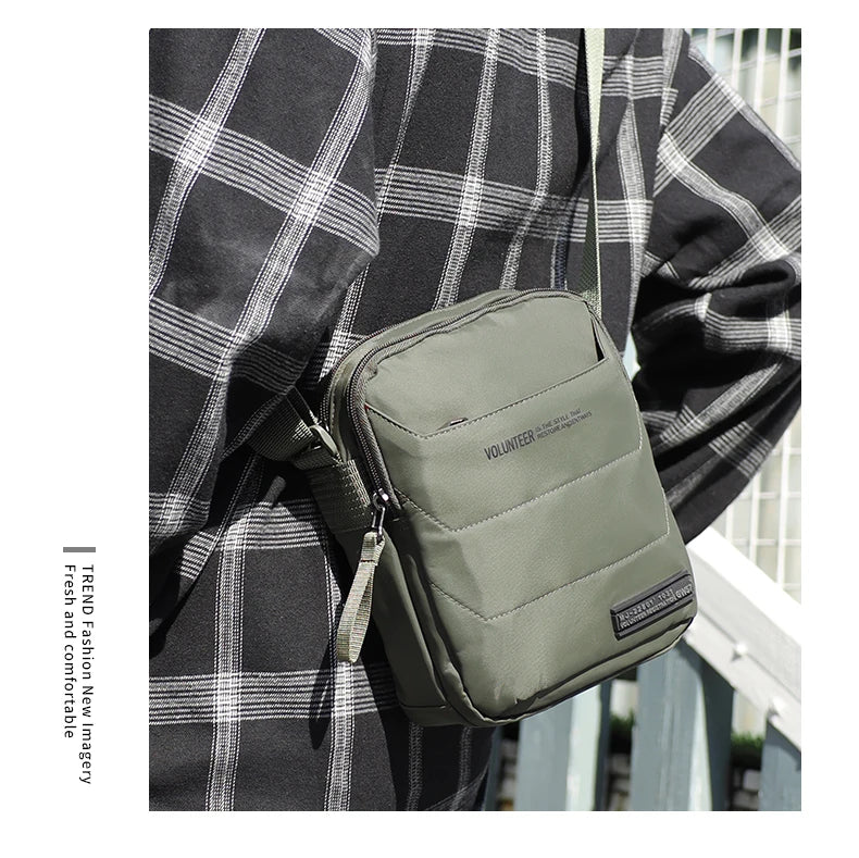 Men's Waterproof Oxford Crossbody Sling Bag | Lightweight Outdoor Hiking & Climbing Shoulder Bag | Compact "Box Shape" Multi-Pocket Utility Pack | Model 1713-12 Casual Phone Pouch Luxegan