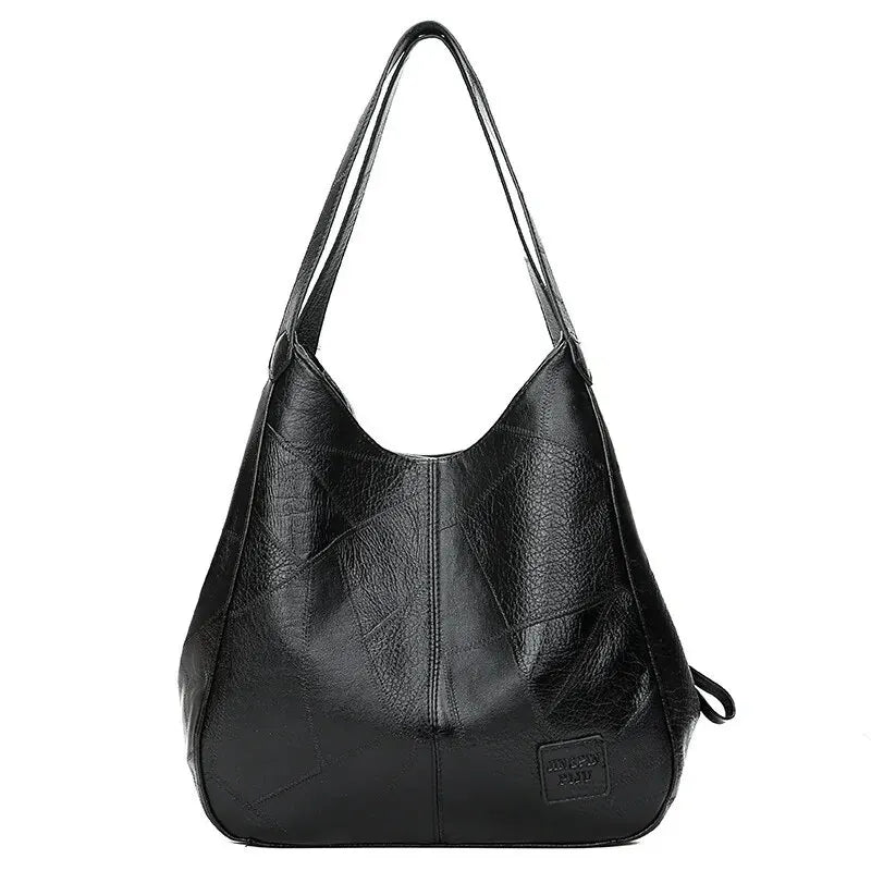 Vintage Women's Leather Shoulder Bag | Large Capacity Marble Grain Daily Commuter Handbag (Shopping Tote, Zipper & Hasp Closure) Luxegan