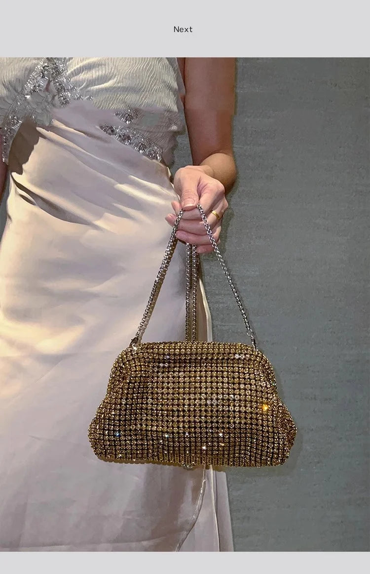 Luxury Glitter Cloud Bag Women's Handbag | Crystal Shiny Rhinestones Diamond Evening Bag (Wedding Party Clutch Purse Shoulder Bag) Luxegan
