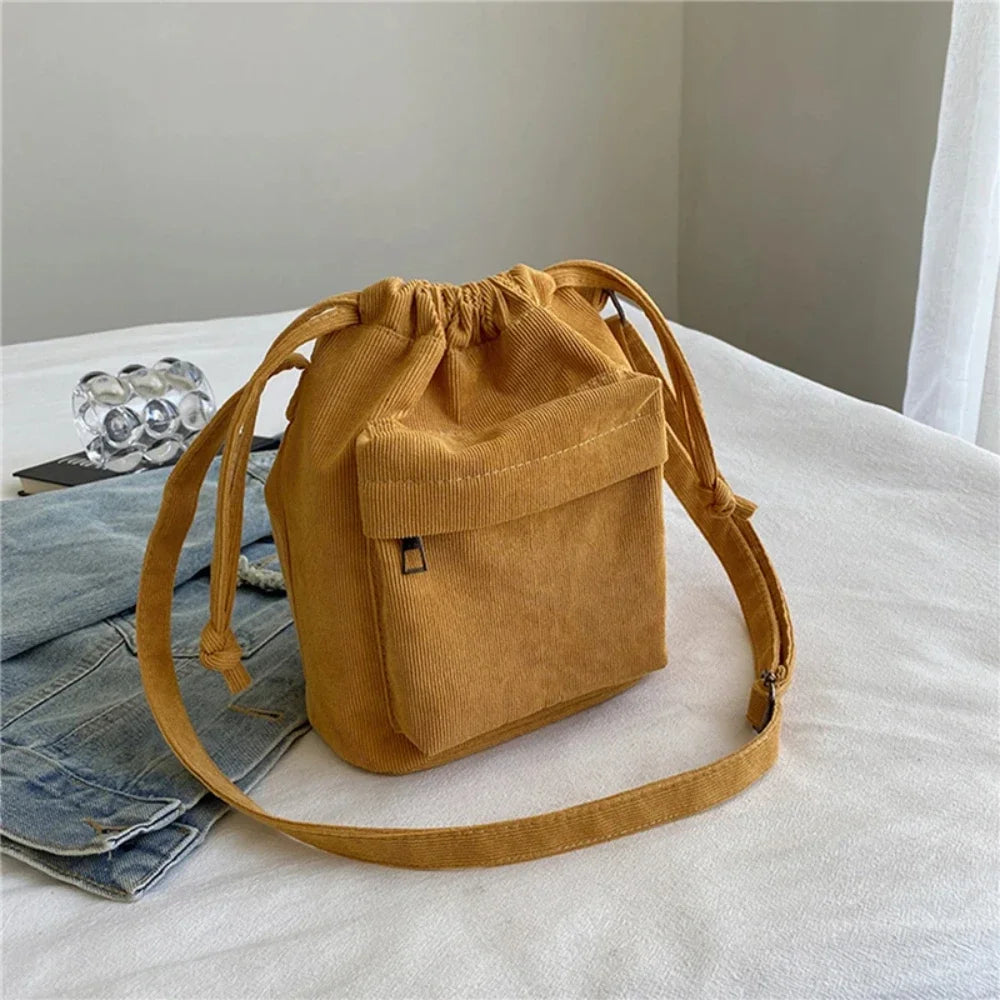 New Women's Bag | Korean Style Drawstring Bucket Bag & Casual Light Youth Crossbody Bag Luxegan