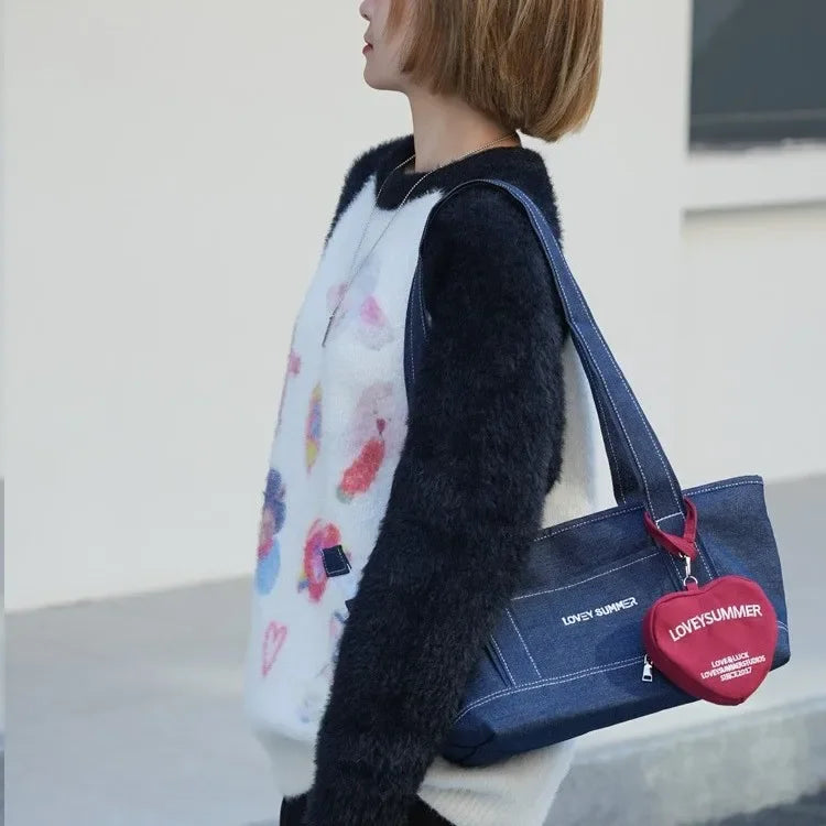 Large Capacity Canvas Shoulder Bag | Sophisticated Solid Color Tote Silhouette | Elegant "Zipper Closure" Stylish Handbag | "Dignified" Leather-Trimmed Purse for Radiant Versatile Styling Luxegan