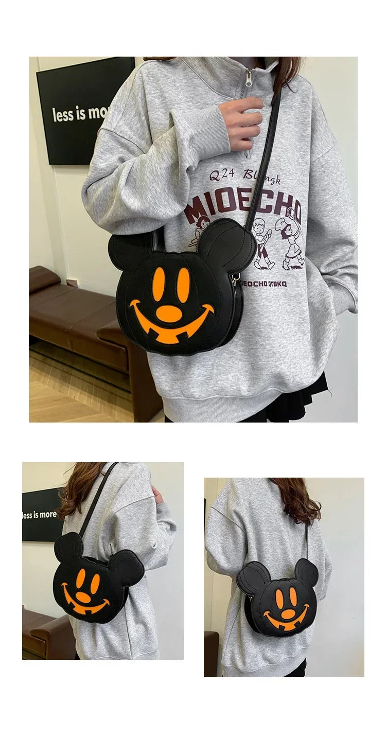 New Disney Mickey Halloween Pumpkin Creative Shoulder Bag | Funny Women's PU Crossbody Cartoon Bag (Personalized Niche Design) Luxegan