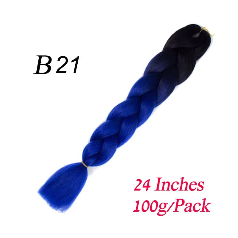Lihui 24 Inch Pre-Stretched Synthetic Braiding Hair – Kanekalon Jumbo Braid | 100g | 100+ Ombre Colors