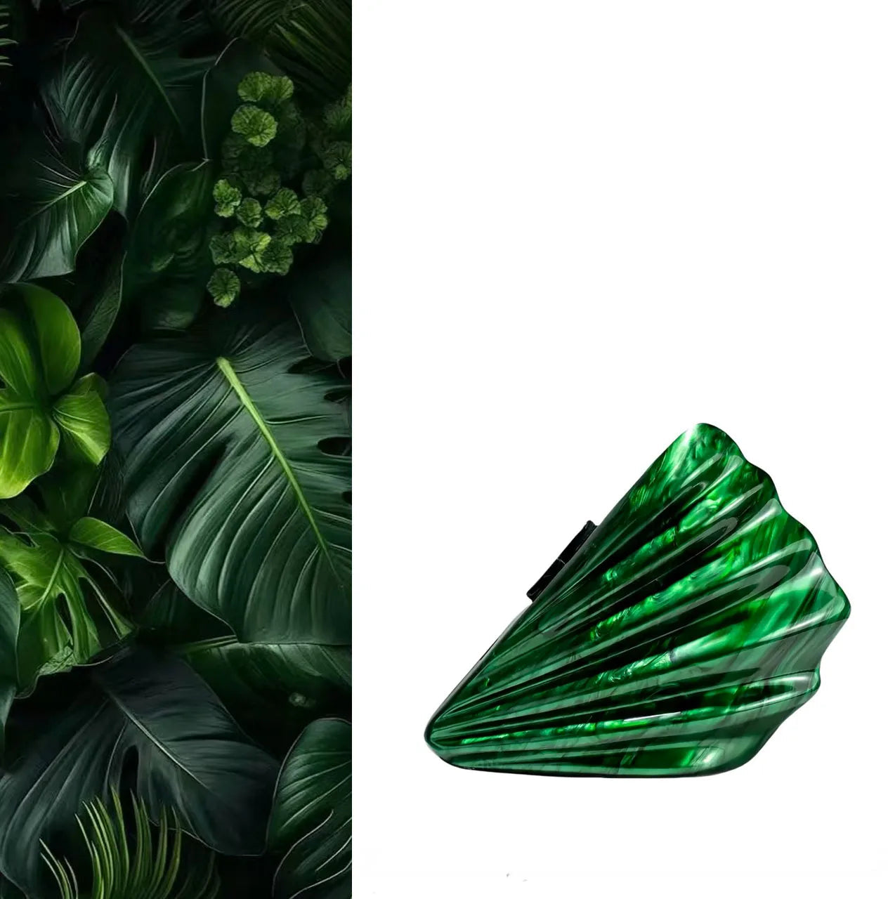 Acrylic Shell Minaudiere | Hard Marble Green Pearl Bridal Handbag Luxegan