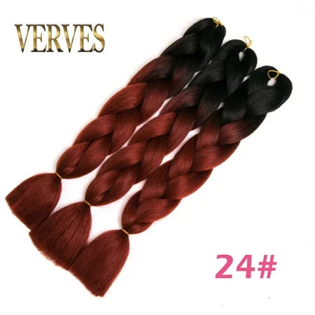 Synthetic Jumbo Braid Kanekalon Braiding Hair 24in | Ombre & Solid Colors | 100g