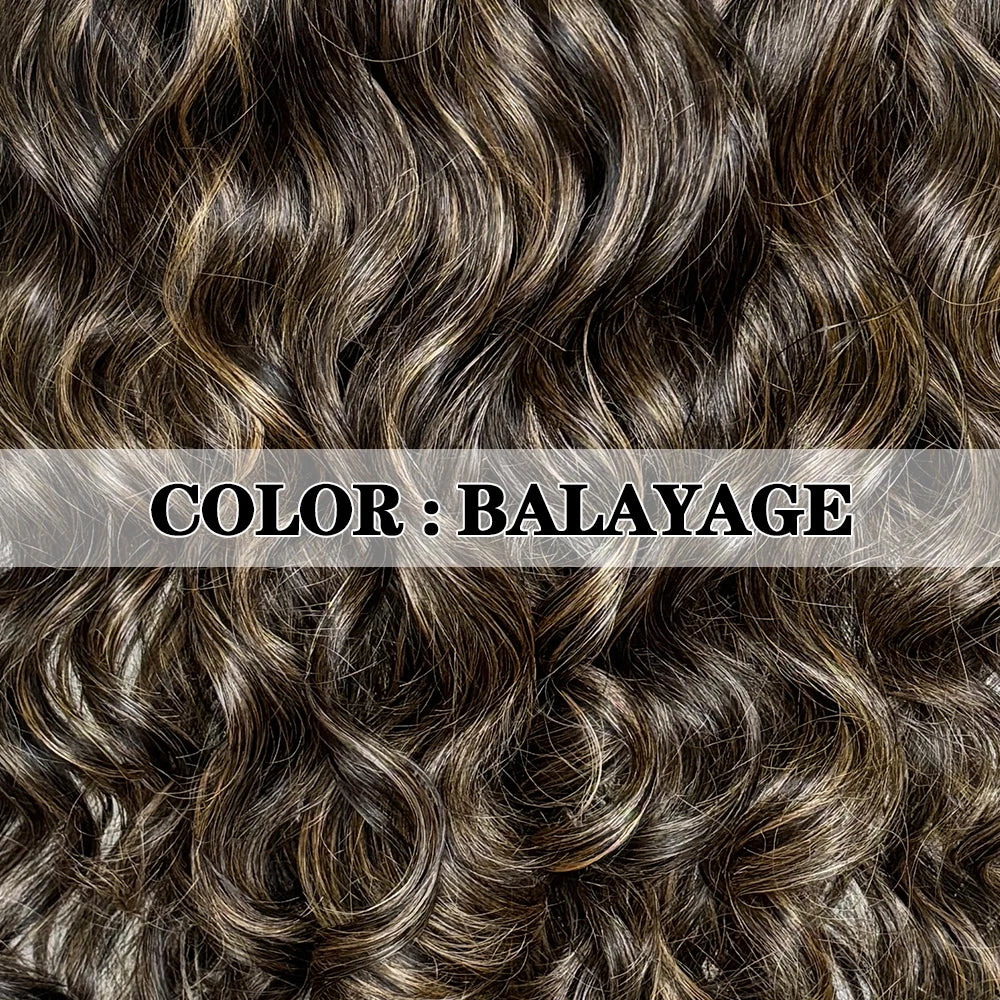 Long Body Wave Highlight Wear-and-Go Glueless 6x6x1 T-Part Lace Closure Wig - Pre-Plucked & Bleached Knots Mixed Hair Wig - Transparent Swiss Lace Human Hair & Synthetic Blend Wig for Women Luxegan