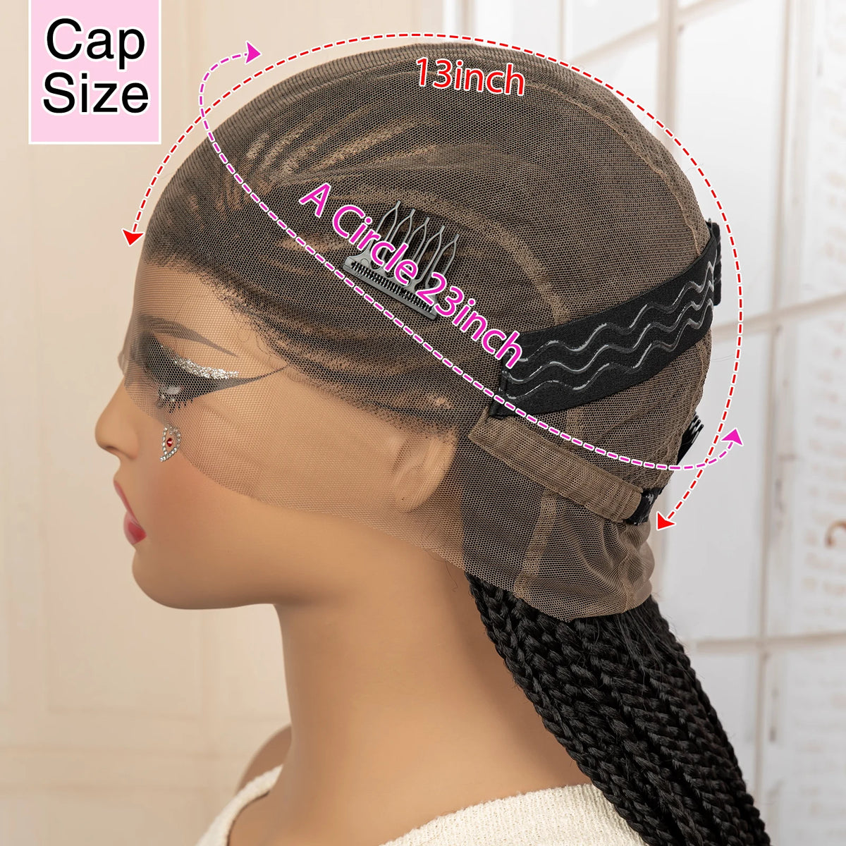 34 Inch Knotless Box Braiding Cornrow Wig | Full Lace | Kanekalon