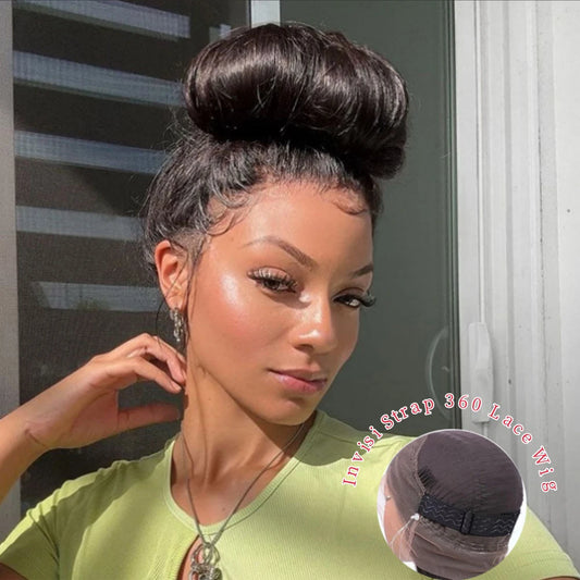 HD Invisi-Strap 360 Lace Frontal Wig | Sophisticated 360 Full Perimeter HD Transparent Lace | Elegant Straight Brazilian Human Hair | "Dignified" 26+ Inch Ready-to-Wear Glueless Remy Wig for Radiant Versatile Styling Luxegan