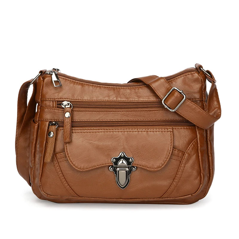 Retro Multi-Pocket PU Leather Handbags | Luxury Designer Shoulder Bag Luxegan