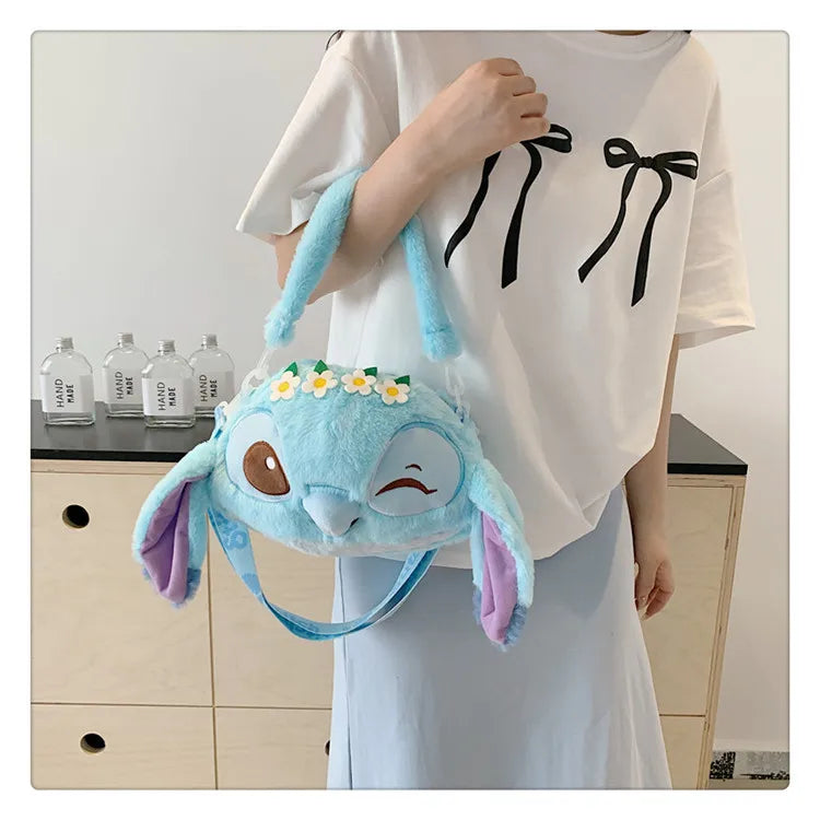 New Disney Cartoon Stitch Plush Backpack | Girls Cute Ins Shoulder Messenger Bag (Parent-Child Gift) Luxegan