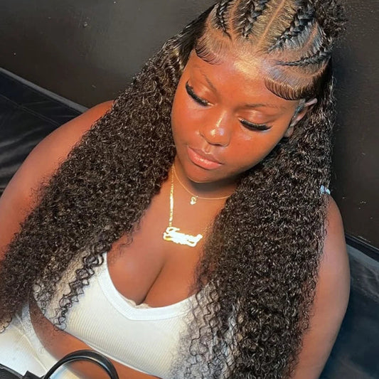 Kinky Curly Brazilian Remy Hair Bundles + HD Lace Closure | 13x4 / 13x6 Jerry Curl Weave Luxegan