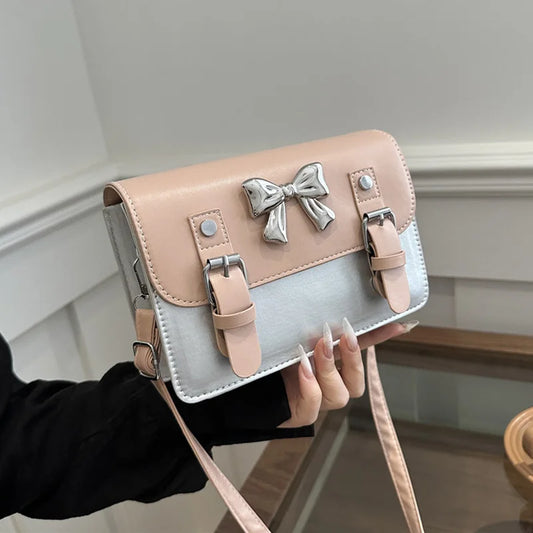 Fashion Square Small Crossbody Bags | Bowknot Decor Flap Shoulder Bag (For Summer Travel & Daily Use) Luxegan