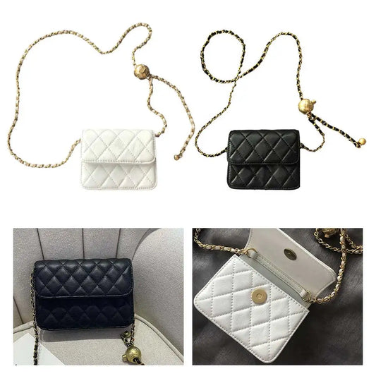 Elegant PU Leather Chain Belt Bag | Fashion Y2K Chest Bag & Mini Fanny Pack | Versatile Evening Clutch & Satchel Sling Daily Purse for Women Luxegan