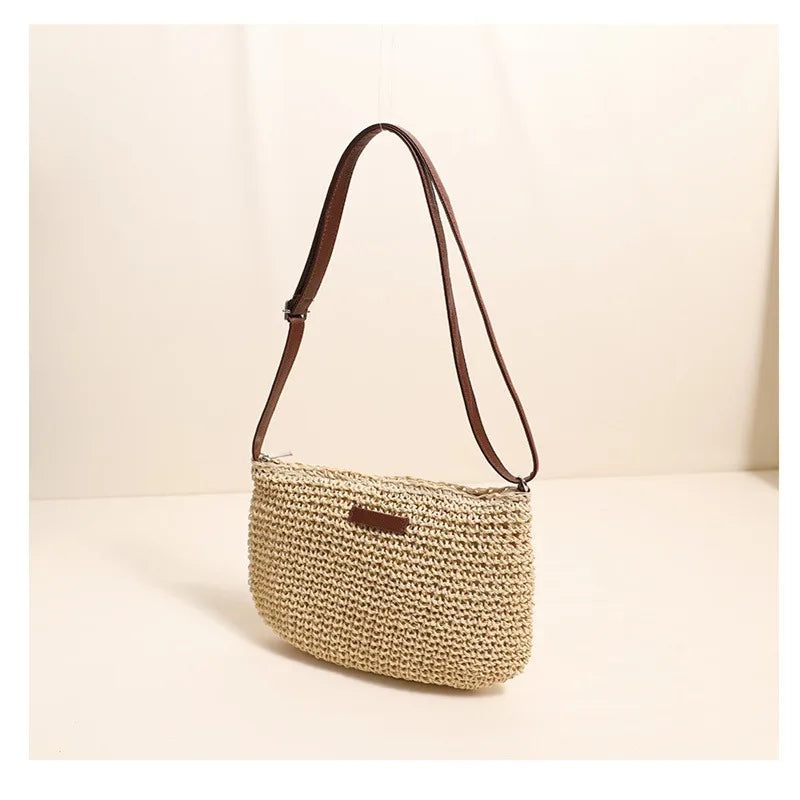 Woven Summer Fashion Straw Bag | High Quality Beach Holiday Crossbody Bag (Large Capacity Shopping Shoulder Handbag for Women) Luxegan