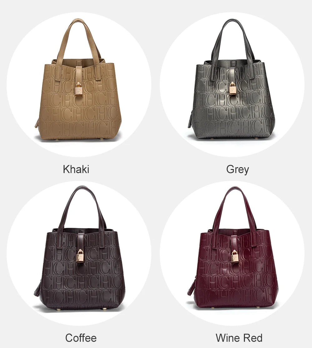 Classic Solid Color Women’s Large Capacity Handbag | Minimalist PU Leather Casual Tote with Letter Detail | Versatile Soft Shoulder Bag (Model CN2C2126) Luxegan