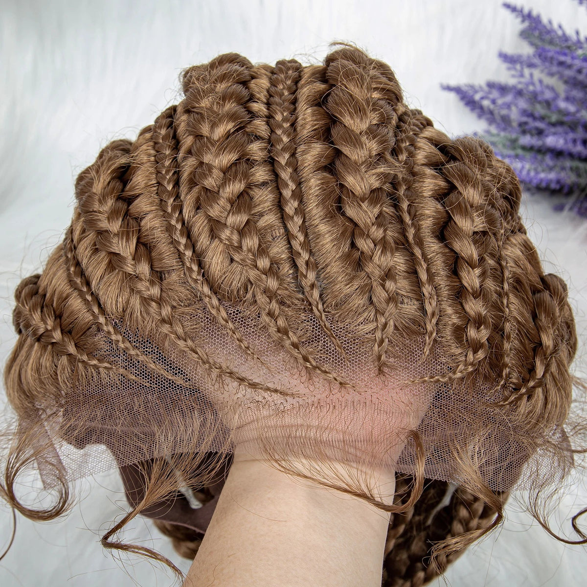 Lace Frontal Synthetic Braided Wigs Lace Front Braided Ponytail Wig Natural Knotless with Baby Hair for Black Women Daily Use Luxegan