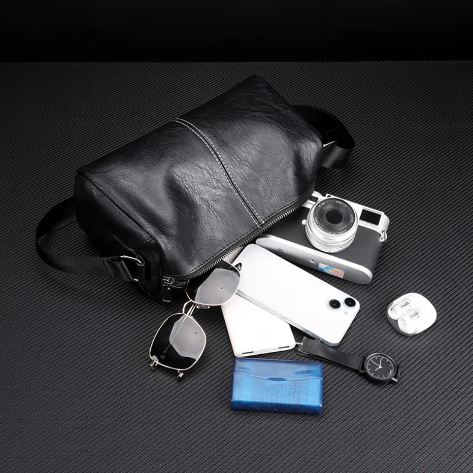 Men's Full Grain Leather Shoulder Bag | Vintage-Inspired Convertible Crossbody Pack (Durable Work & Weekend Bag) Luxegan