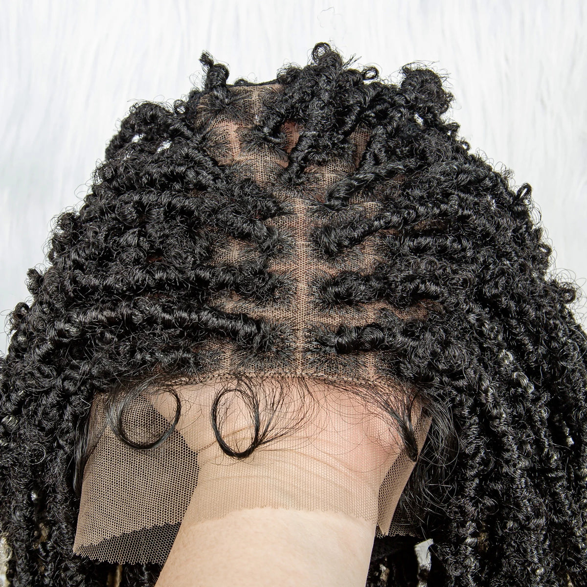 KIMA Pelucas trenzadas sintéticas de 14 pulgadas Peluca frontal de encaje Pelucas trenzadas 9x6 Trenzas de caja sin nudos con pelo de bebé para mujeres negras