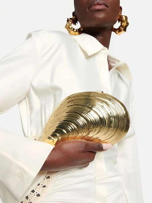 Hard Acrylic Shell Evening Bag | Retro Golden/Silver Metal Hasp Clutch Luxegan