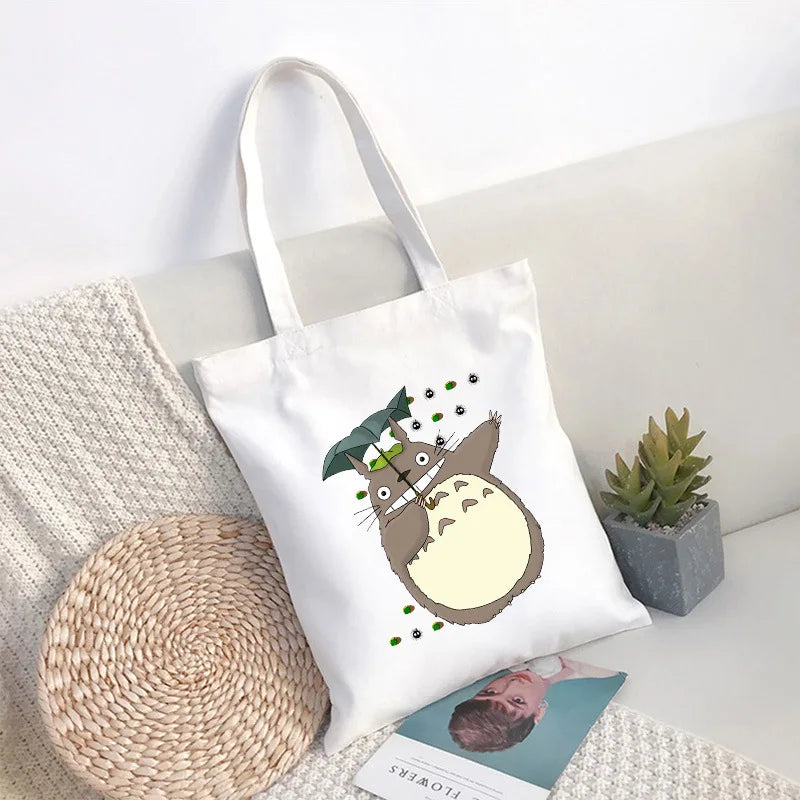 Spirited Away Faceless Anime Cartoon Large Capacity Canvas Shoulder Bag | Women's Casual Tote Kids Student Handbag Shopping Bags Luxegan