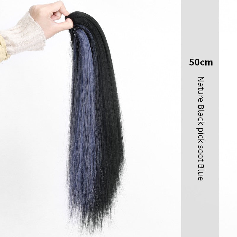 Seamless Red High Ponytail Braid | Mid-Length Synthetic Hair Extension Luxegan