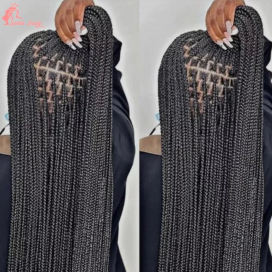 36 Inch Goddess Knotless Box Braids Cornrow Wig | 360 Full Lace