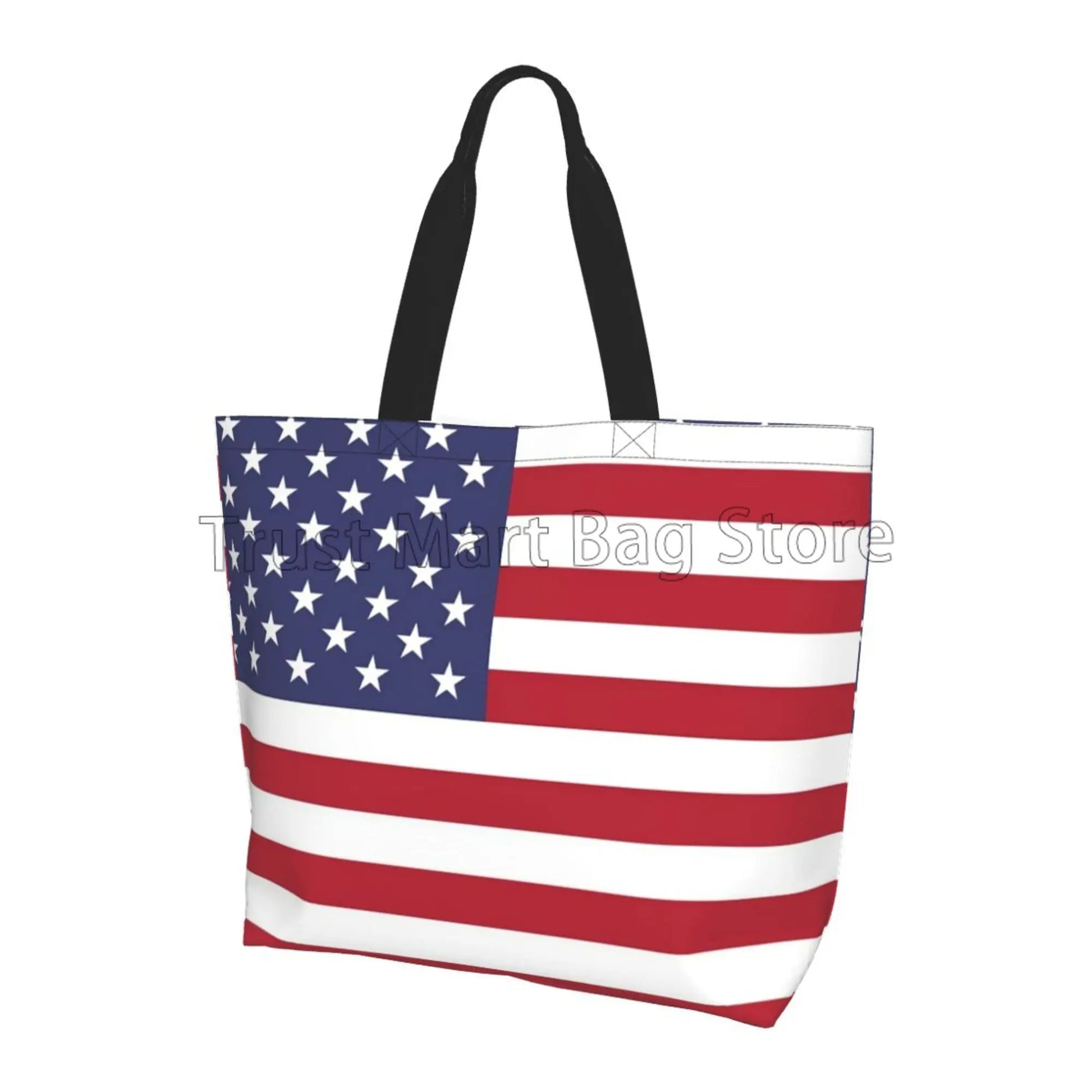 American USA Flag Canvas Tote Bag | Large Women Casual Shoulder Bag Handbag | Reusable Multipurpose Shopping Grocery Bag for Outdoor Luxegan