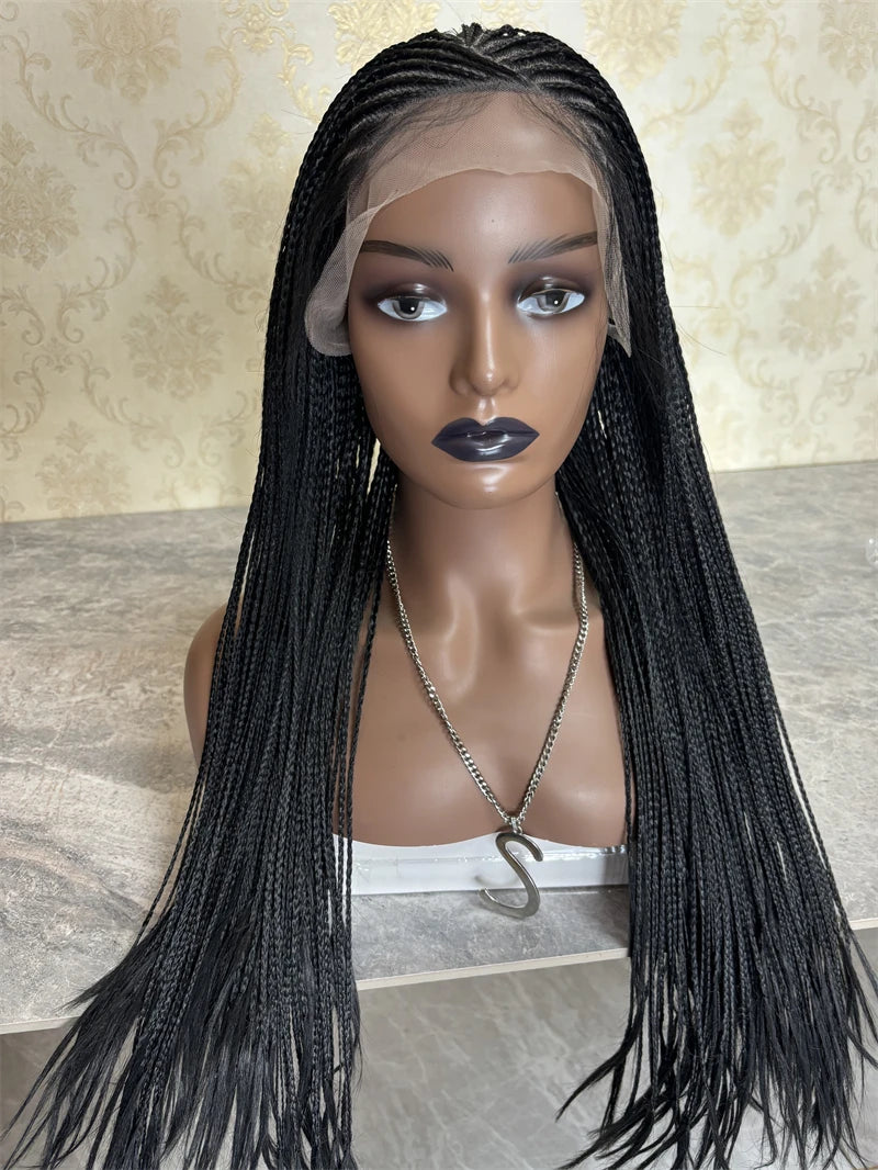 28 Inch Cornrow Box Braids Wig | Lace Frontal | Baby Hair