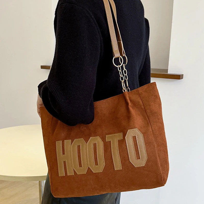 New Fashion Canvas Large Capacity Shoulder Tote Bag for Women | Letter Printed Daily Shopping Handbag Luxegan