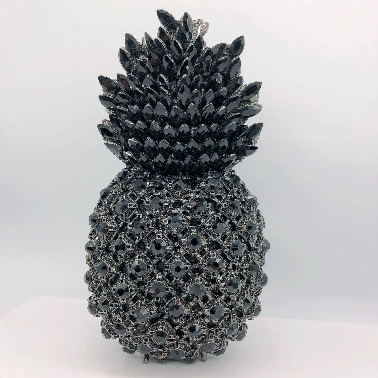 Luxury Metallic Pineapple Evening Clutch | 3D Banquet Day Bag with Silk Lining | Designer Wedding & Party Bucket Purse with Detachable Chain Luxegan