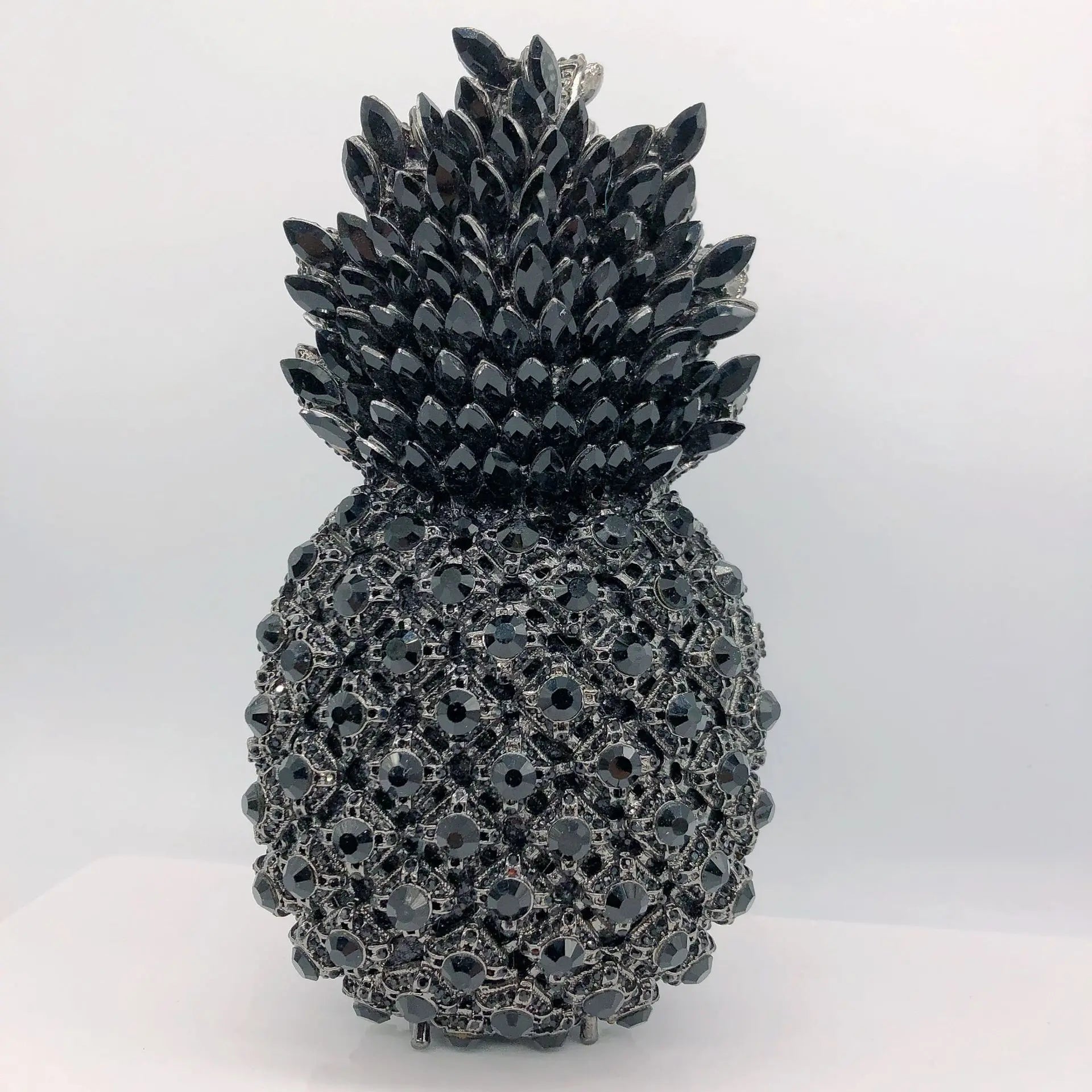 Luxury Metallic Pineapple Evening Clutch | 3D Banquet Day Bag with Silk Lining | Designer Wedding & Party Bucket Purse with Detachable Chain Luxegan
