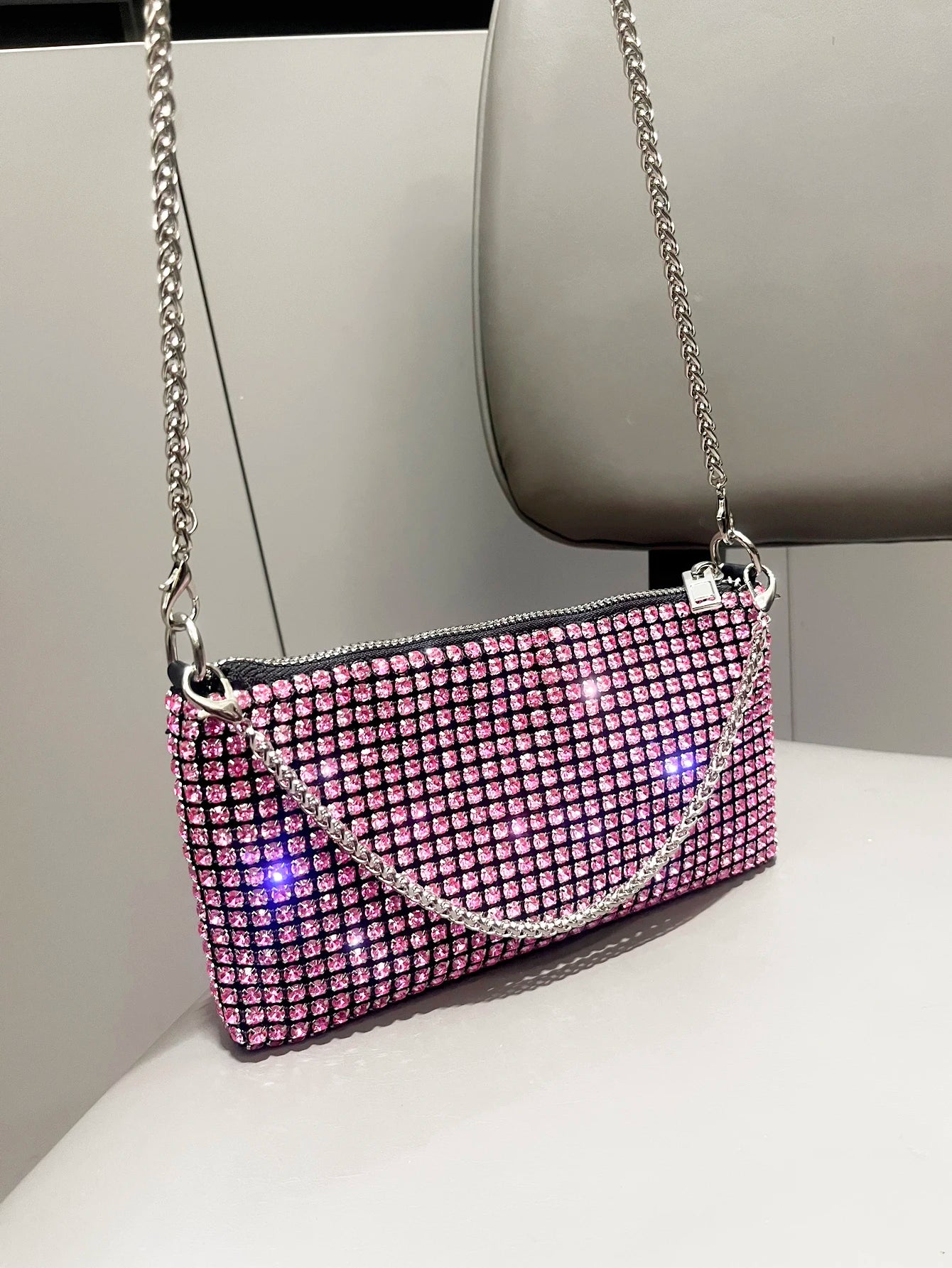 Luxury Designer Rhinestones Clutch Purse | Sparkling Evening Handle Bag for Women | Elegant Crystal Shoulder Bag & Fashionable Party Purse Luxegan