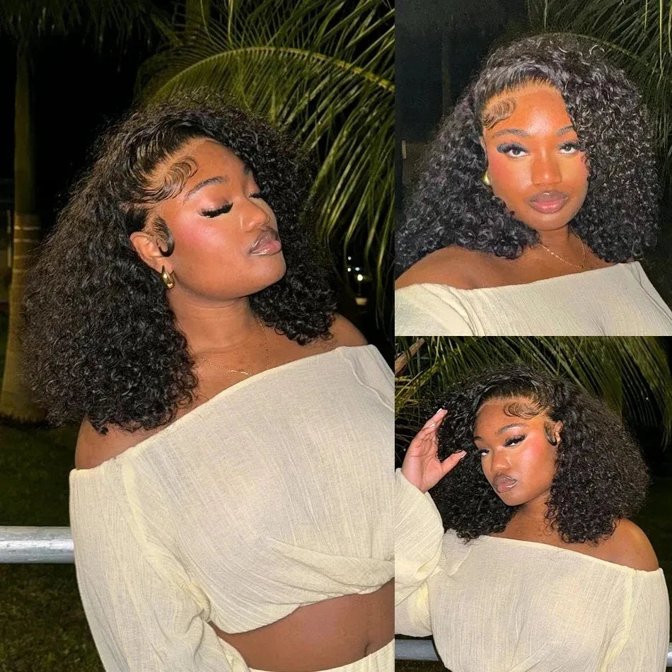 Mossily Short Curly Bob Wigs 13x6 HD Lace Front Human Hair For Women 200% Deep Wave 13x4 Frontal Brazilian Remy 5x5 Closure Wig