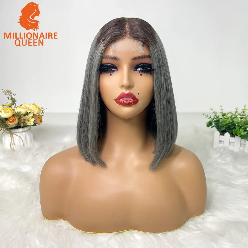 Highlight P4/30 Brown Vietname Bone Straight Bob Wig Super Double Drawn Human Hair 2x6 Glueless Lace Closure Wig For Black Women