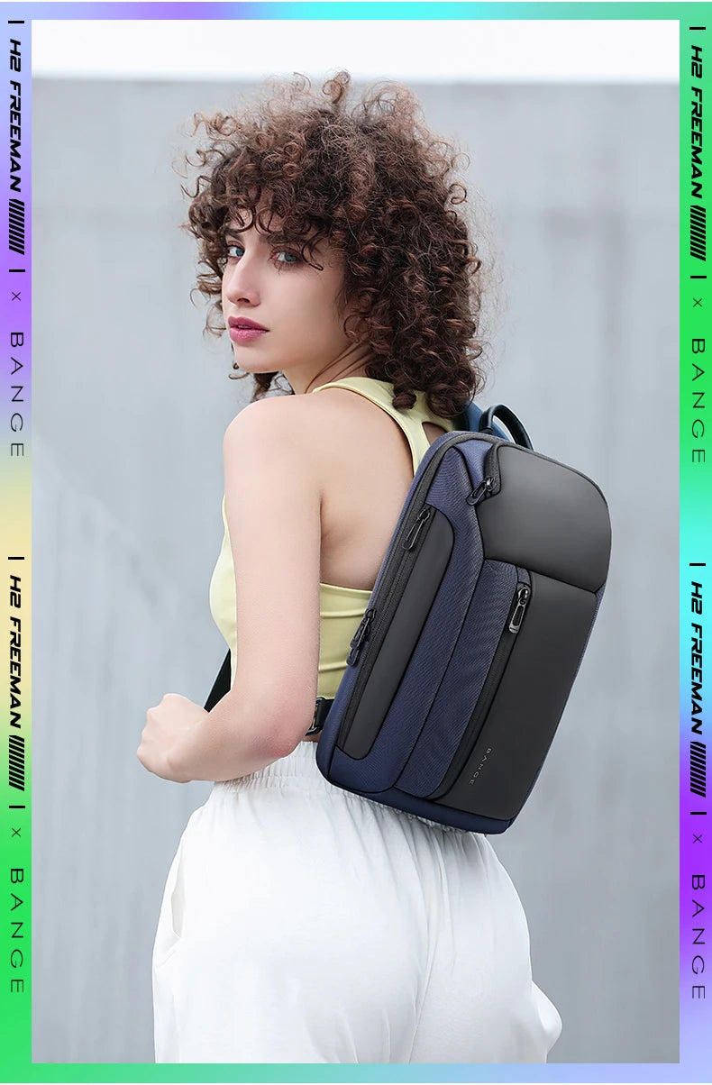 Bange Waterproof Chest Bag | Sophisticated "Box" Silhouette | Large Capacity Casual Shoulder Satchel | "Dignified" High-Performance Oxford Crossbody for Radiant Versatile Styling Luxegan