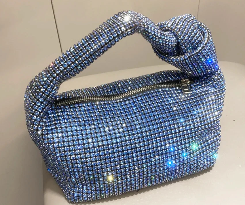 Handle Rhinestones Knot Evening Bag | Crystal Top Handle Bag & Luxury Designer Tote Luxegan